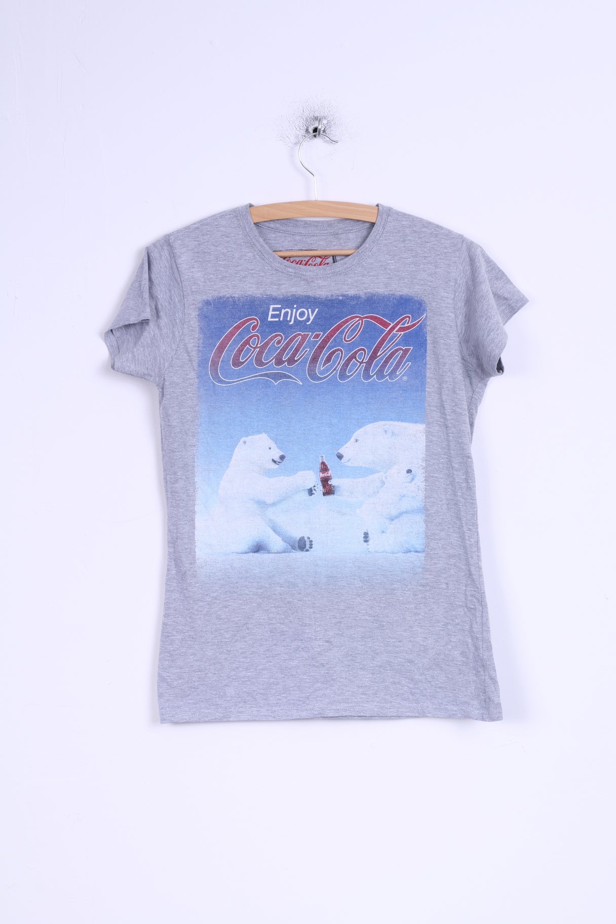 Coca Cola Womens M T- Shirt Cotton Grey bear Coca Cola Graphic