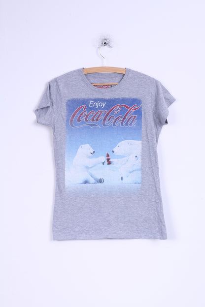 T-shirt Coca Cola da donna M in cotone con orso grigio grafica Coca Cola