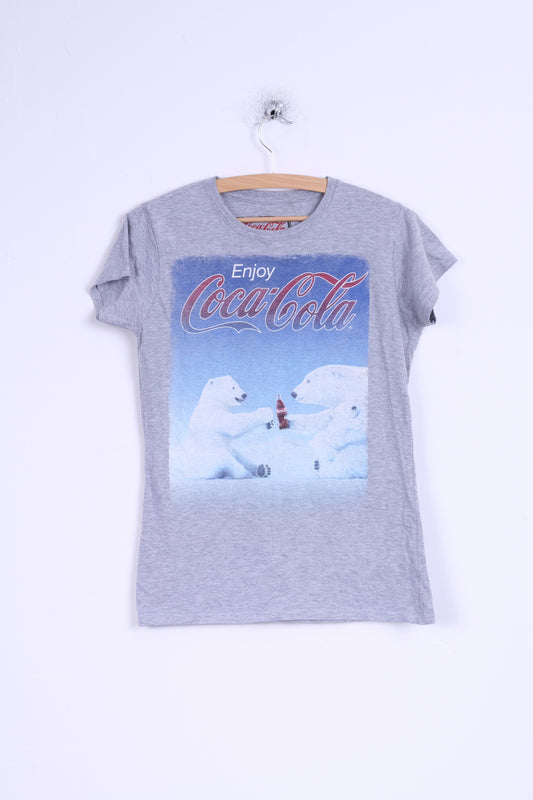 Coca Cola Womens M T- Shirt Cotton Grey bear Coca Cola Graphic