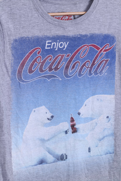 T-shirt Coca Cola da donna M in cotone con orso grigio grafica Coca Cola