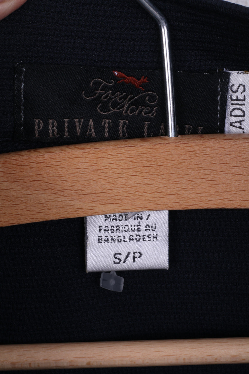 Fox Acres Chemise S en nylon à manches longues pour femme Bleu marine Col montant