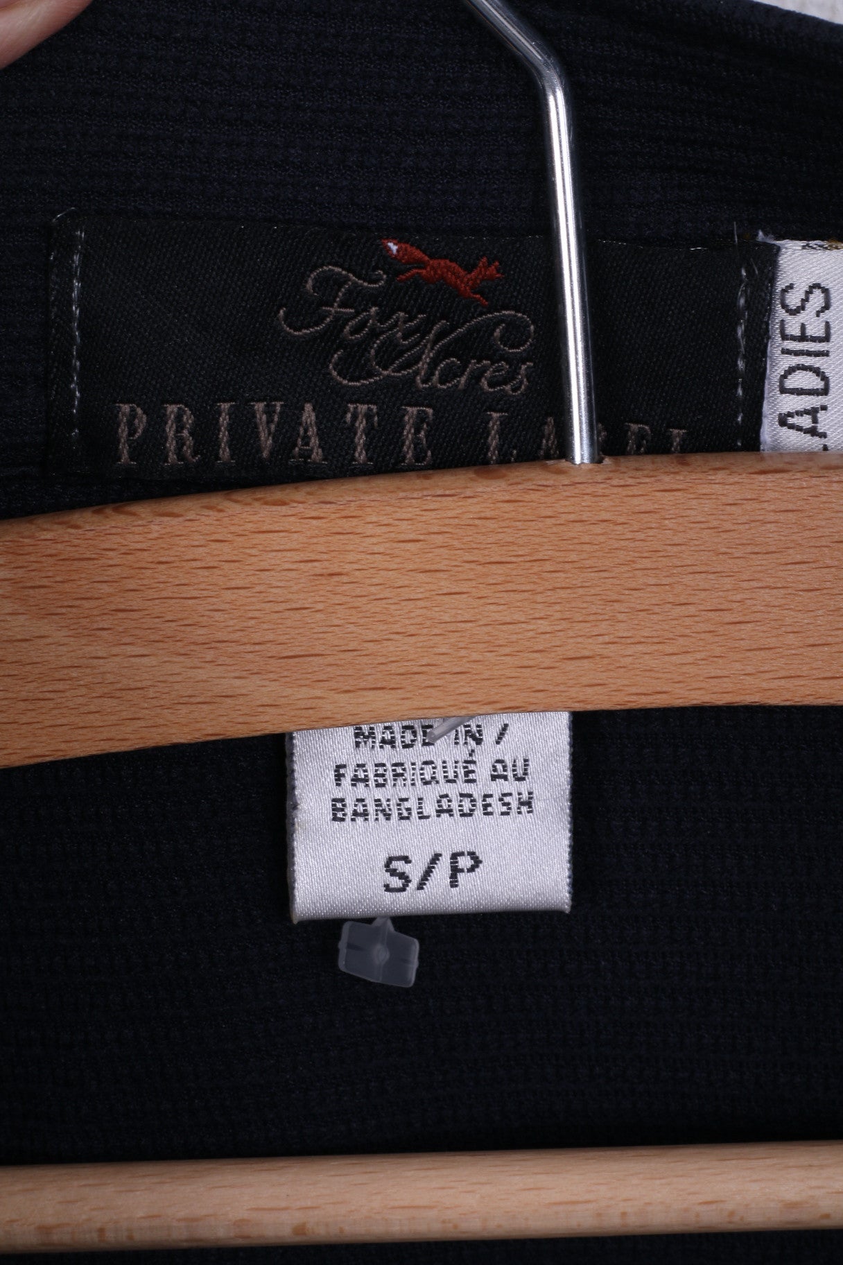 Fox Acres Chemise S en nylon à manches longues pour femme Bleu marine Col montant