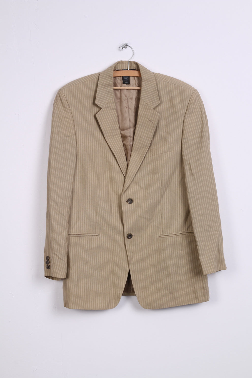 Giacca blazer Claiborne da uomo 40R tortora monopetto in lino a righe