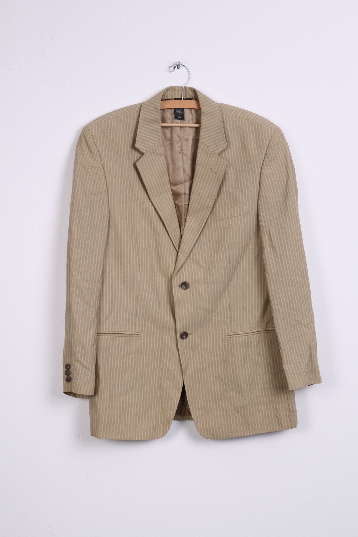 Giacca blazer Claiborne da uomo 40R tortora monopetto in lino a righe