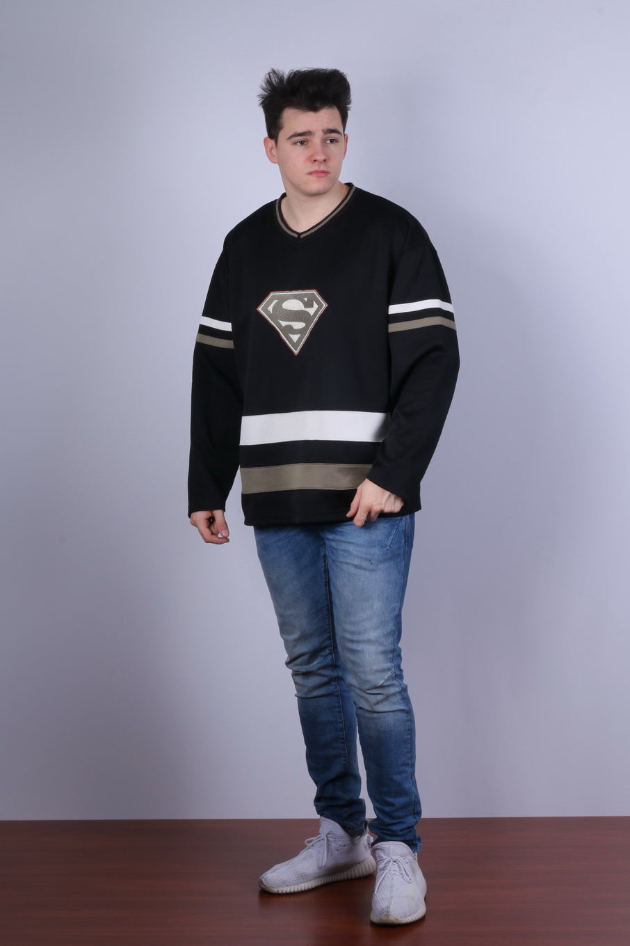 DC Comics Warner Bros Studio Store Men XL Shirt Black Superman Vintage Long Sleeve Top