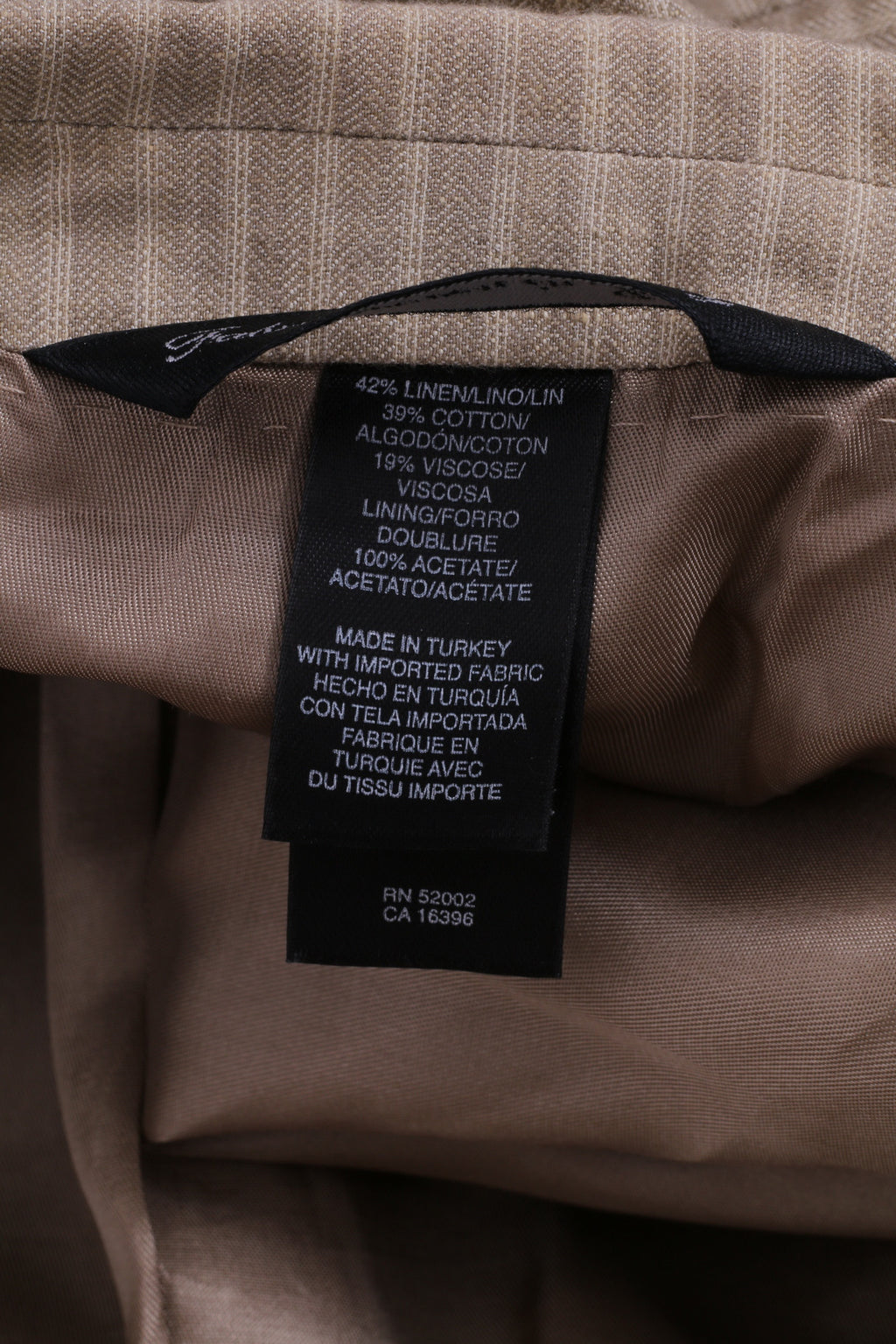 Giacca blazer Claiborne da uomo 40R tortora monopetto in lino a righe