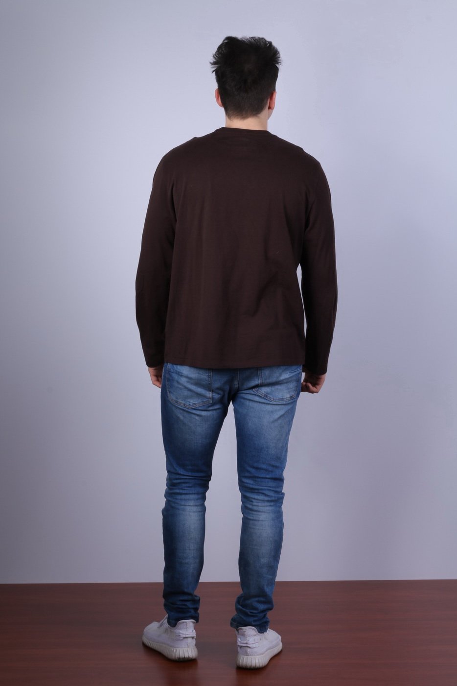 Polo Jeans Ralph Lauren Camicia XL da uomo Marrone Girocollo Top grafico in cotone a maniche lunghe