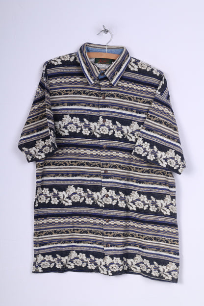 Rian Rucci Mens L Graphic Casual Shirt Short Sleeve Cotton Vintage