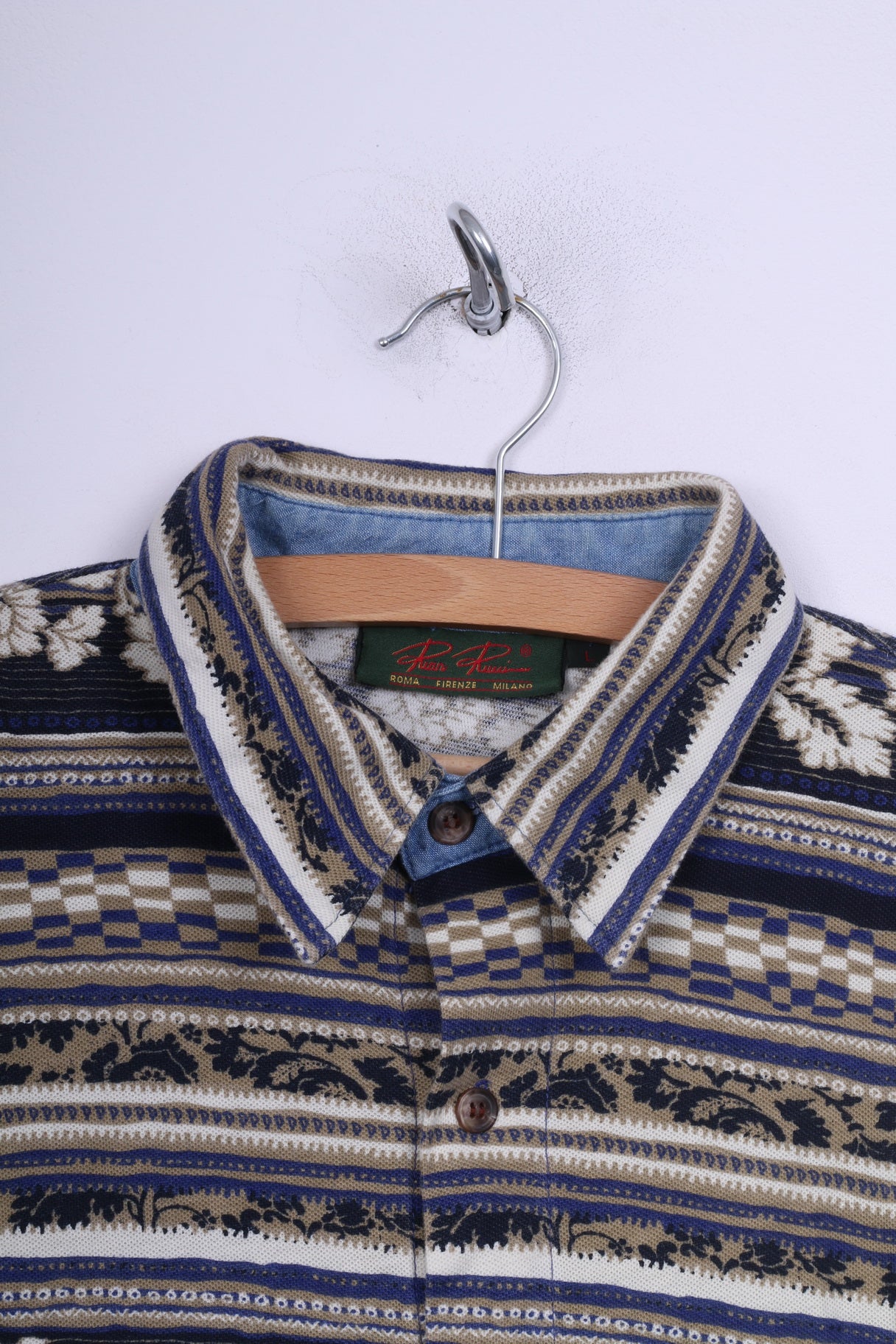 Rian Rucci Mens L Graphic Casual Shirt Short Sleeve Cotton Vintage