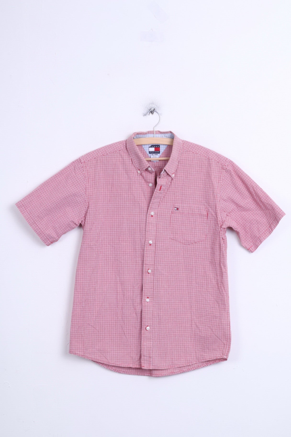 Tommy Hilfiger Mens XL Casual Shirt White Check Button Down Collar - RetrospectClothes