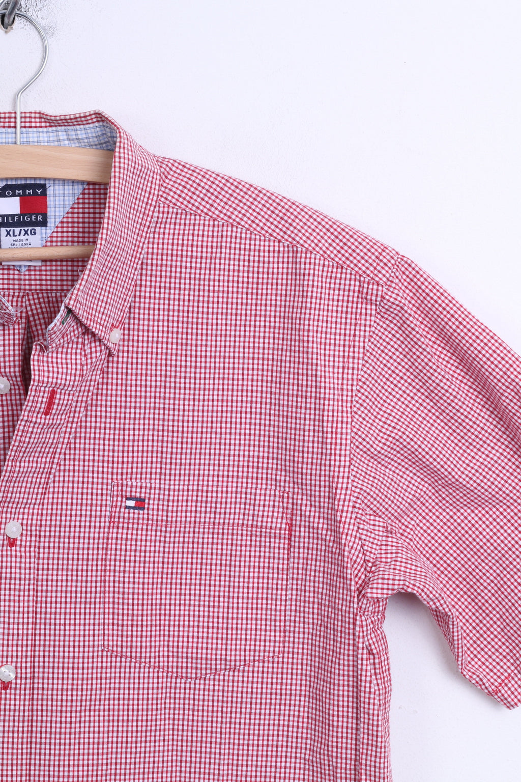 Tommy Hilfiger Mens XL Casual Shirt White Check Button Down Collar - RetrospectClothes