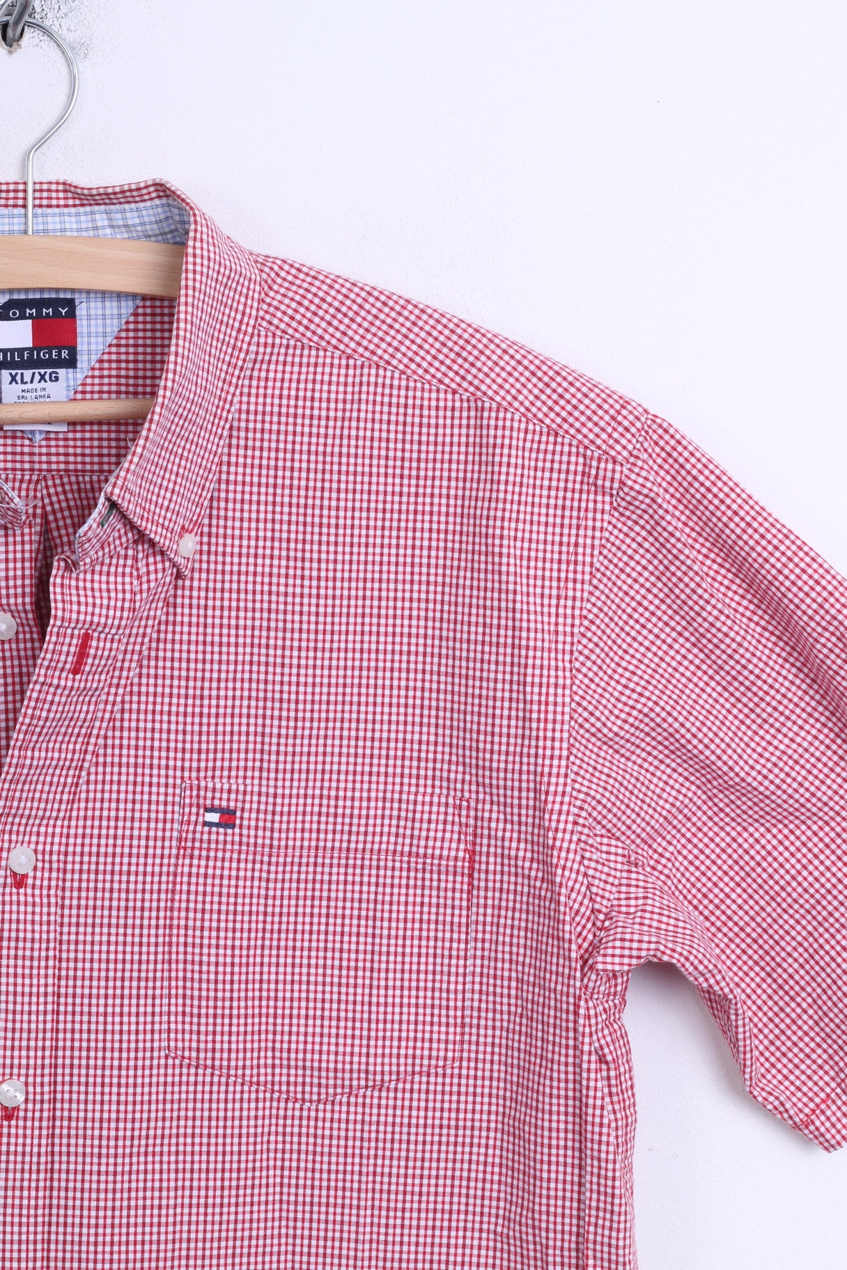 Tommy Hilfiger Mens XL Casual Shirt White Check Button Down Collar - RetrospectClothes