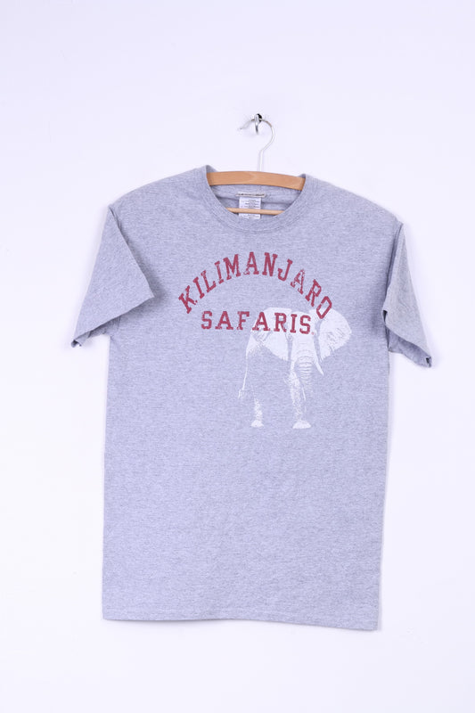 Disney Parks Womens S T- Shirt Grey Cotton Graphic Kilimanjaro Safaris Top