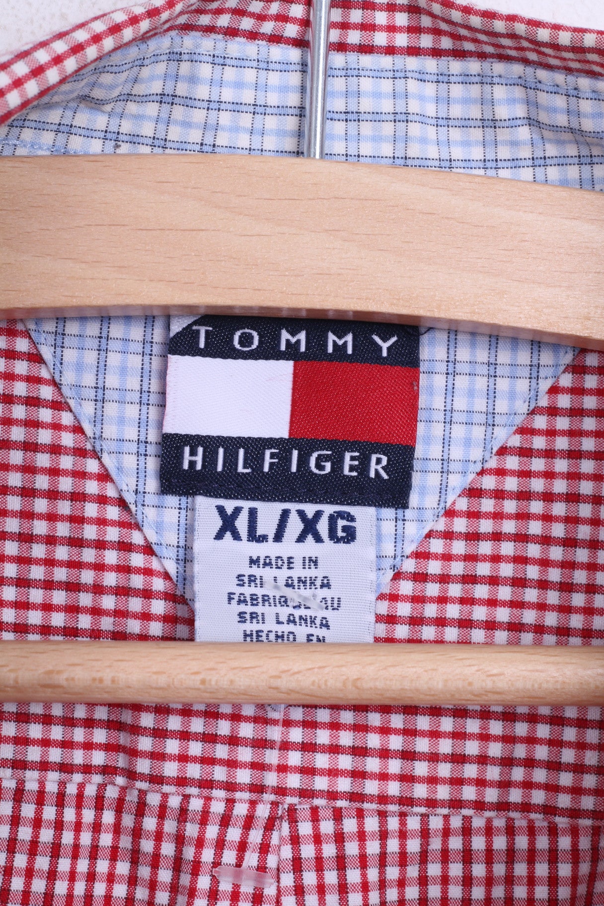 Tommy Hilfiger Mens XL Casual Shirt White Check Button Down Collar - RetrospectClothes