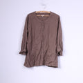 Signature Experience Chemise décontractée XXL pour femme - Haut à manches courtes en lin avec poches - Taupe 