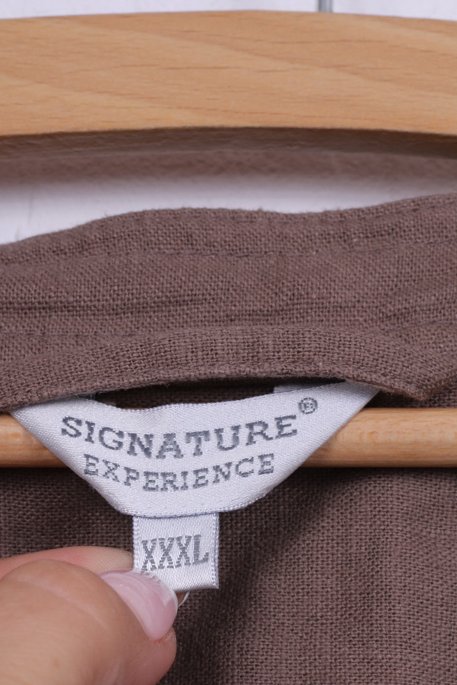Signature Experience Chemise décontractée XXL pour femme - Haut à manches courtes en lin avec poches - Taupe 