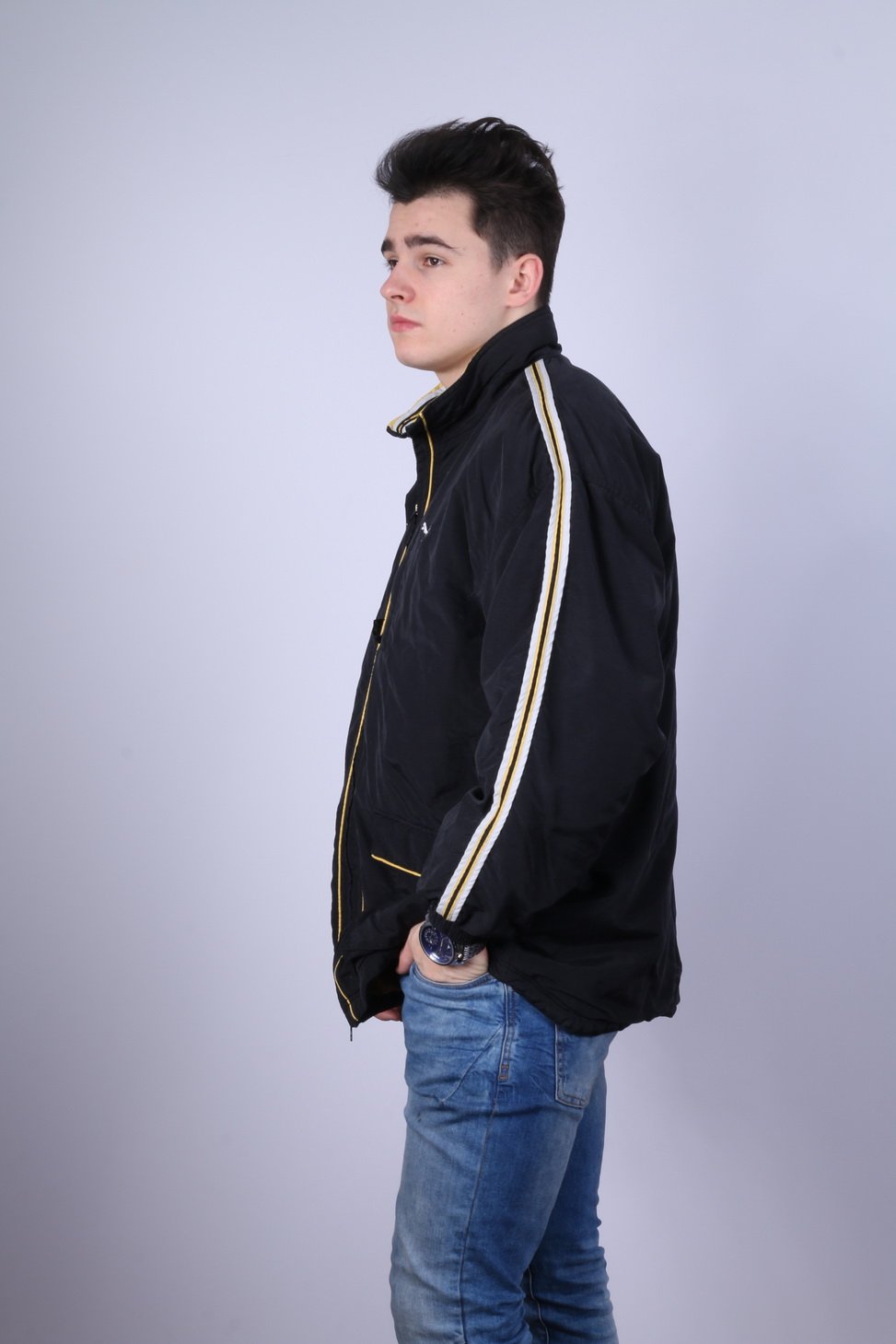 Giacca Puma da uomo XXL in nylon nero, impermeabile, imbottita, con cerniera intera, top casual