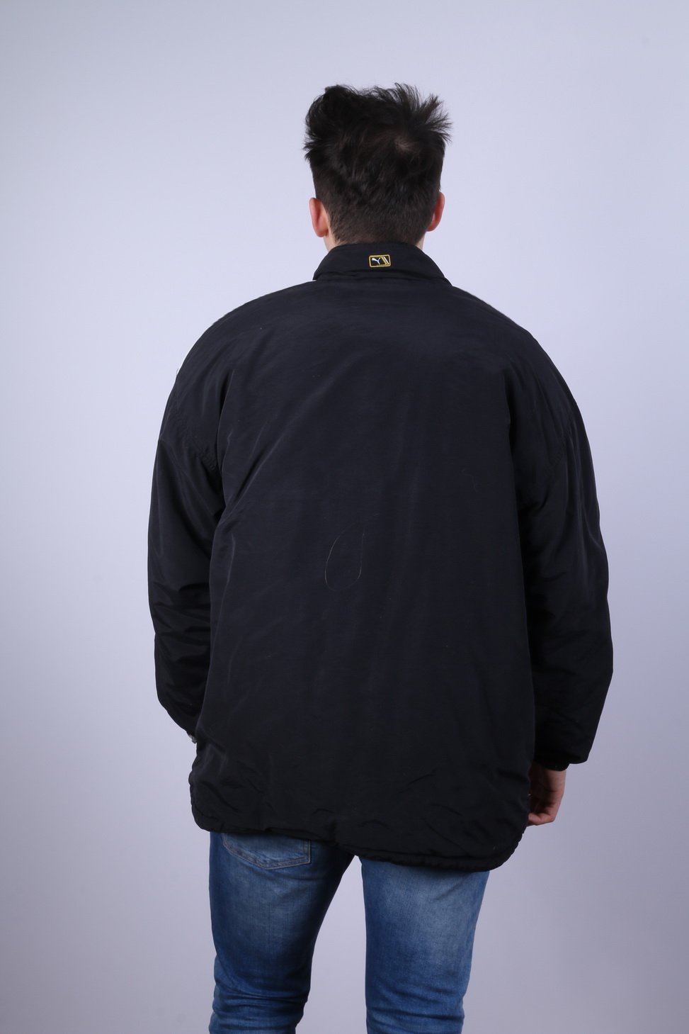 Giacca Puma da uomo XXL in nylon nero, impermeabile, imbottita, con cerniera intera, top casual