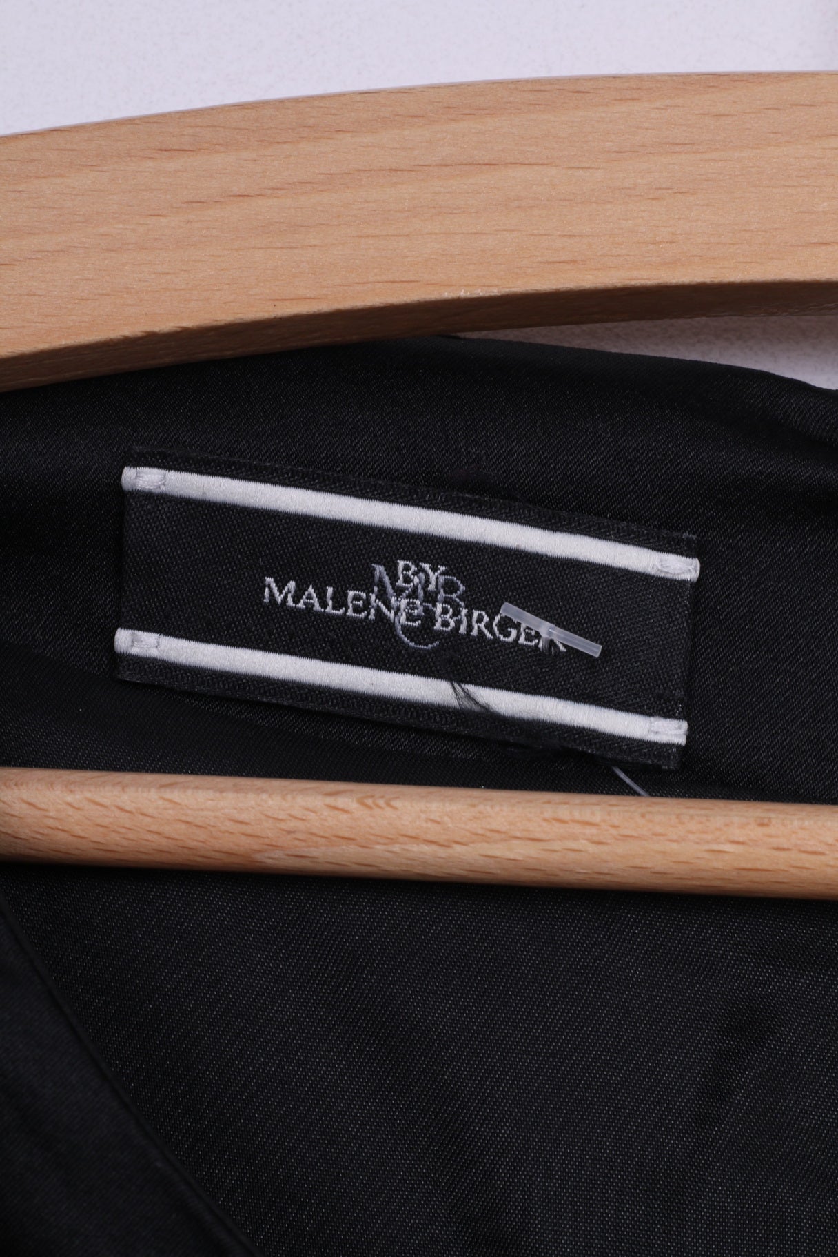 Malene Birger Womens 38 M Midi Dress Style Ares Black Silk Shoulder Pads 7/8 Sleeve