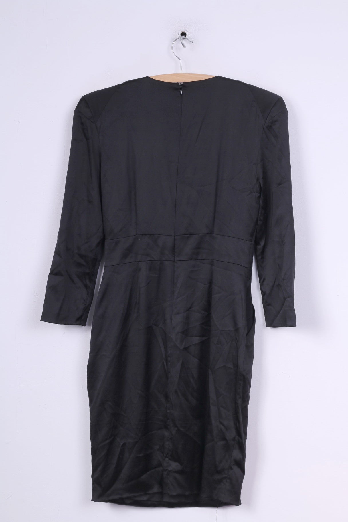 Malene Birger Femme 38 M Robe Midi Style Ares Épaulettes en Soie Noire Manches 7/8