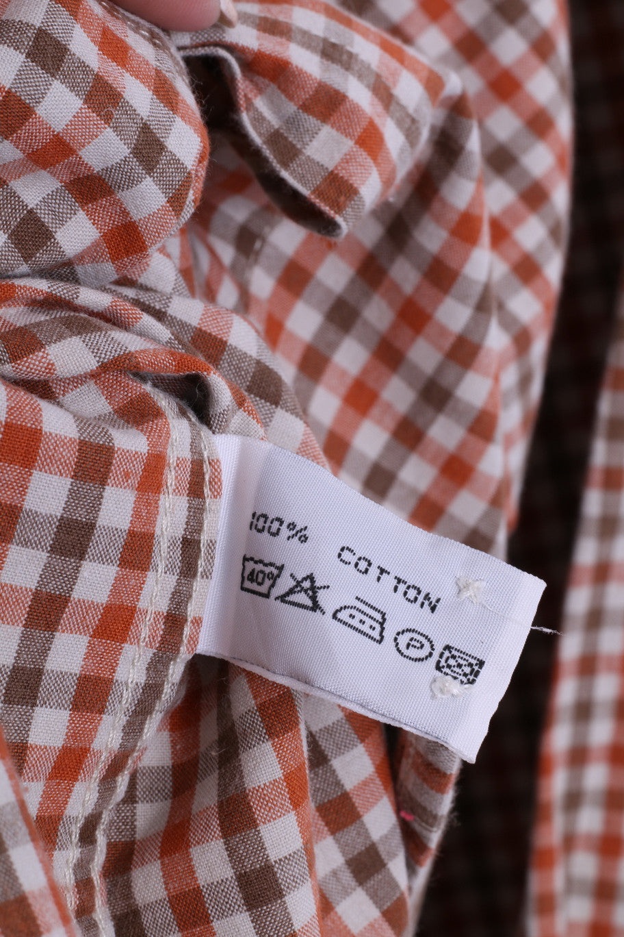 DOC Mens L Vintage Casual Shirt Check Orange Cotton Top Single Breasted - RetrospectClothes