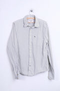 Abercrombie & Fitch Mens L Casual Shirt White Cotton Striped Muscle - RetrospectClothes