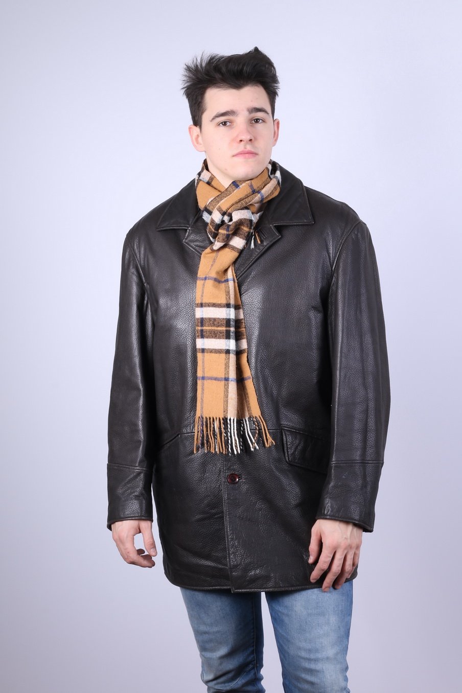 Atwardson Finest Men 50 XXL Jacket Dark Brown Leather Vintage Single Breasted Top