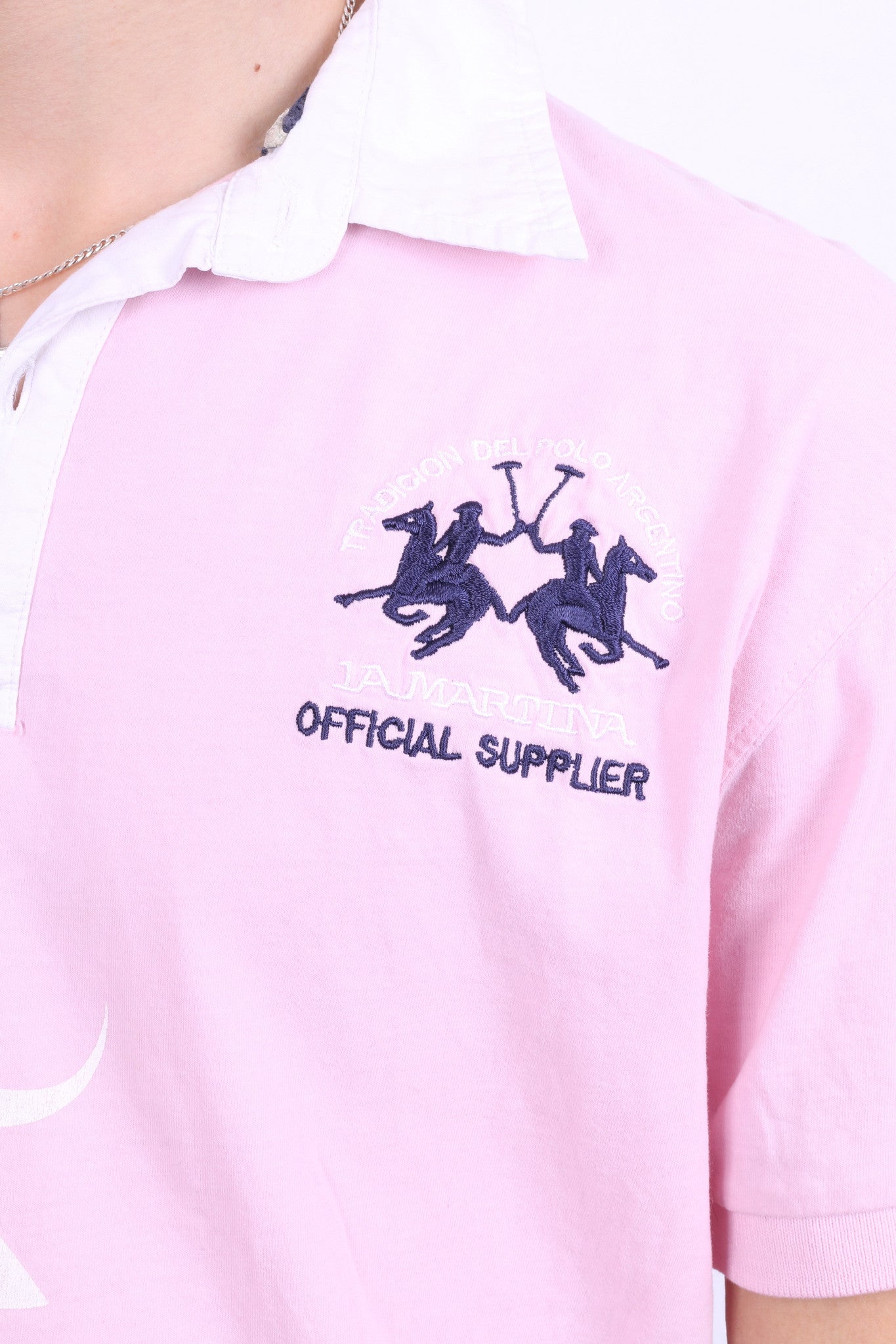La Martina Saddlery Mens L Polo Shirt Pink Cotton - RetrospectClothes