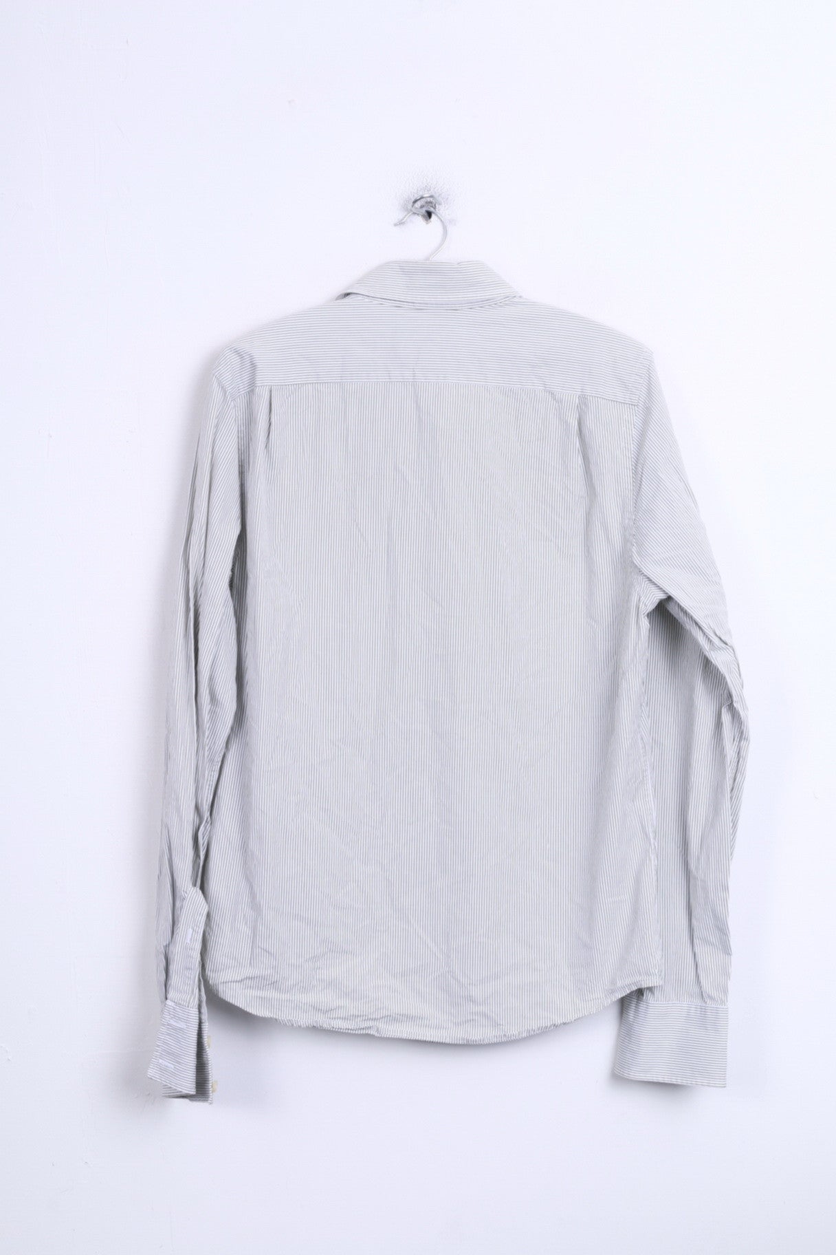 Abercrombie & Fitch Mens L Casual Shirt White Cotton Striped Muscle - RetrospectClothes