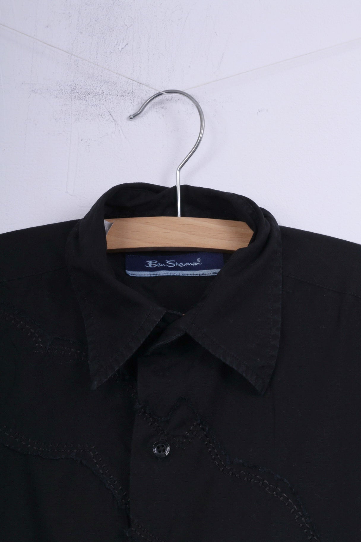 Ben Sherman Boys M 14 Age Casual Shirt Black Cotton Long Sleeve Top
