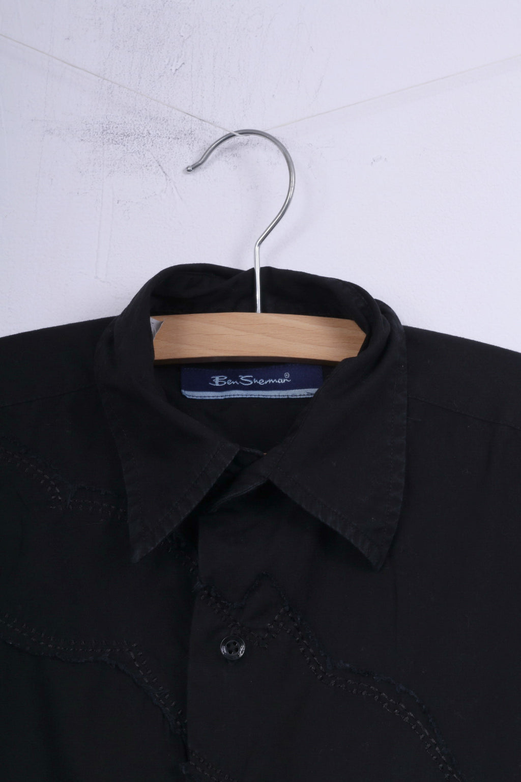 Camicia casual da ragazzo Ben Sherman M 14 anni Top a maniche lunghe in cotone nero 