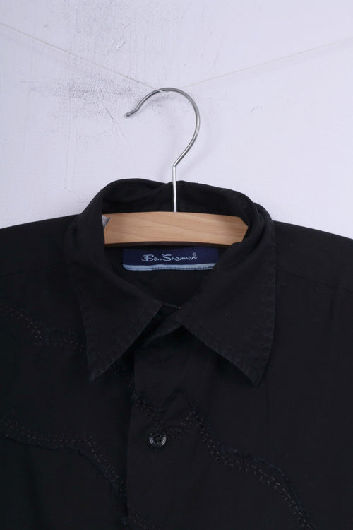 Ben Sherman Chemise décontractée en coton noir à manches longues pour garçon M 14 ans 