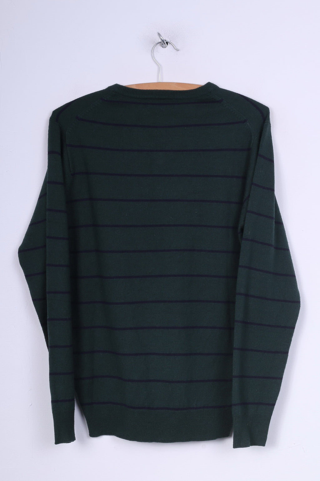 James Pringle Pull S pour Homme Vert Foncé Rayé Col en V 