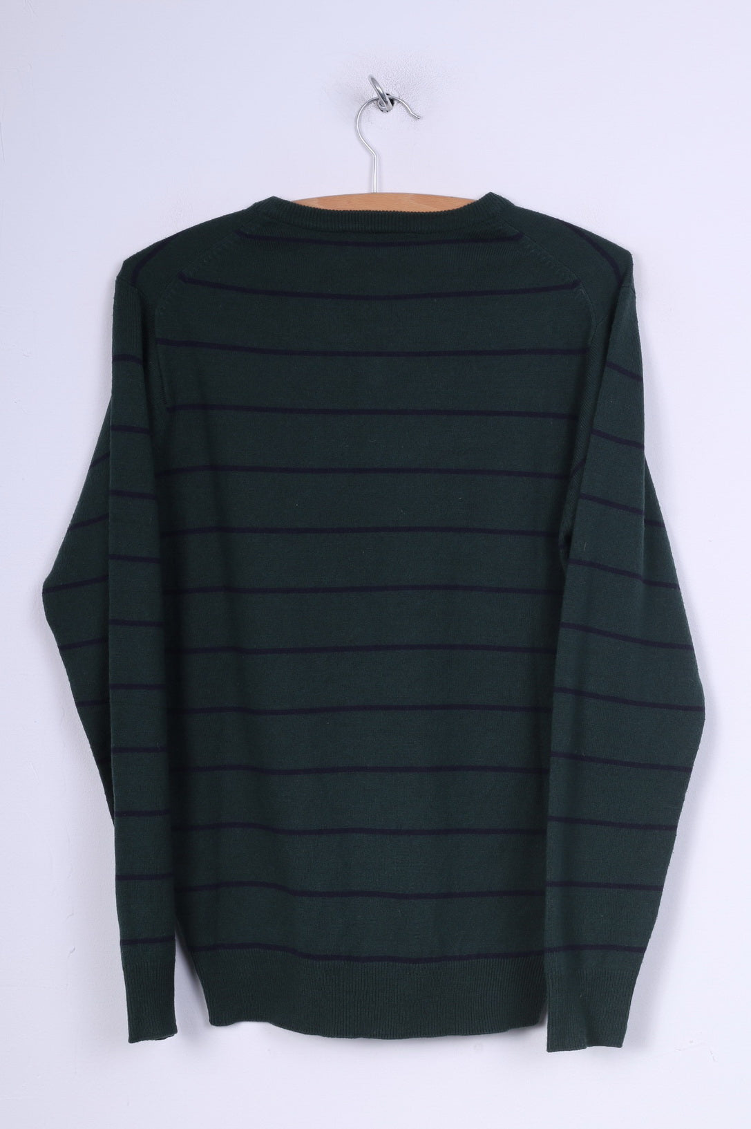 James Pringle Pull S pour Homme Vert Foncé Rayé Col en V 