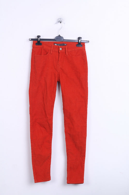 Levis Strauss&Co Womens W25 L29 Trousers Red Legging Cotton Corduroy - RetrospectClothes