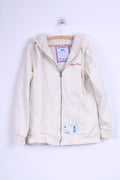 Moods Of Norway Womens L Sweatshirt Cream Hooded Zip Up Cotton Warm Blouse