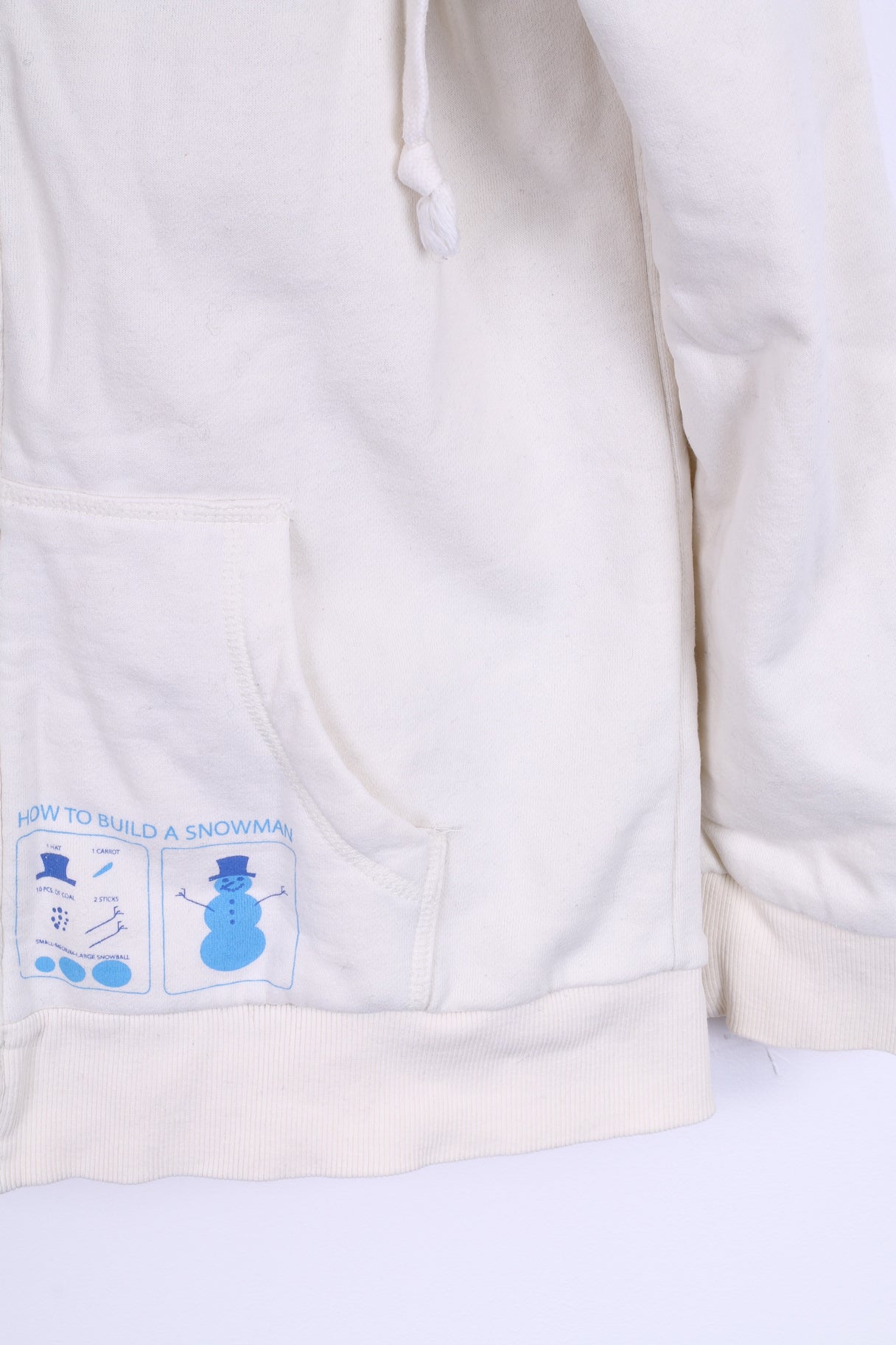 Moods Of Norway Womens L Sweatshirt Cream Hooded Zip Up Cotton Warm Blouse