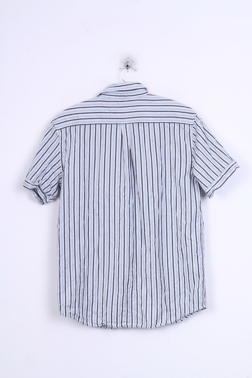 Camicia casual da uomo Wrangler M manica corta colletto standard in cotone a righe blu