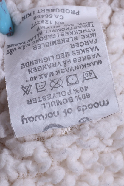 Moods Of Norway Womens L Sweatshirt Cream Hooded Zip Up Cotton Warm Blouse
