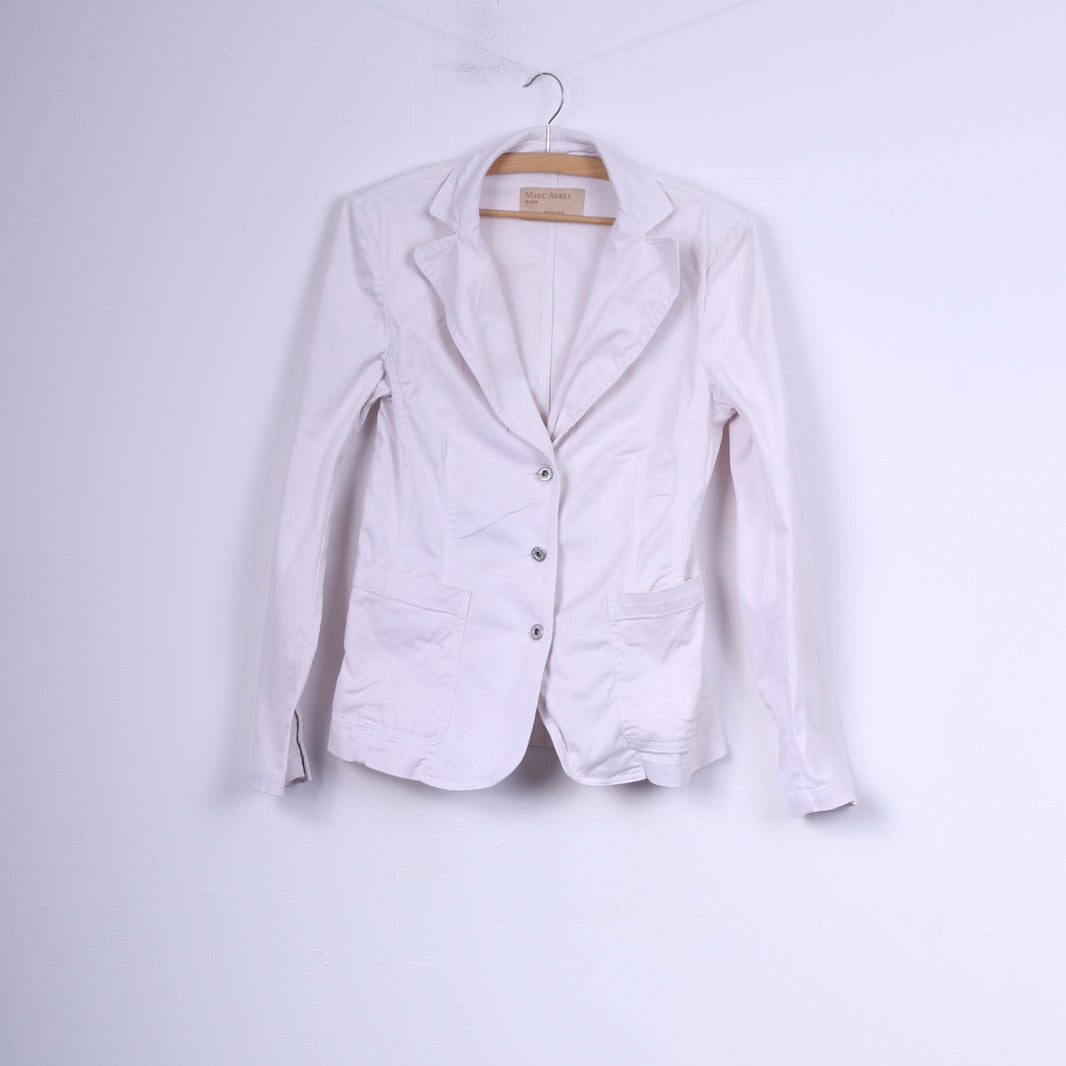 Marc Aurel Jeans Blazer da donna Giacca bianca Top in cotone monopetto 