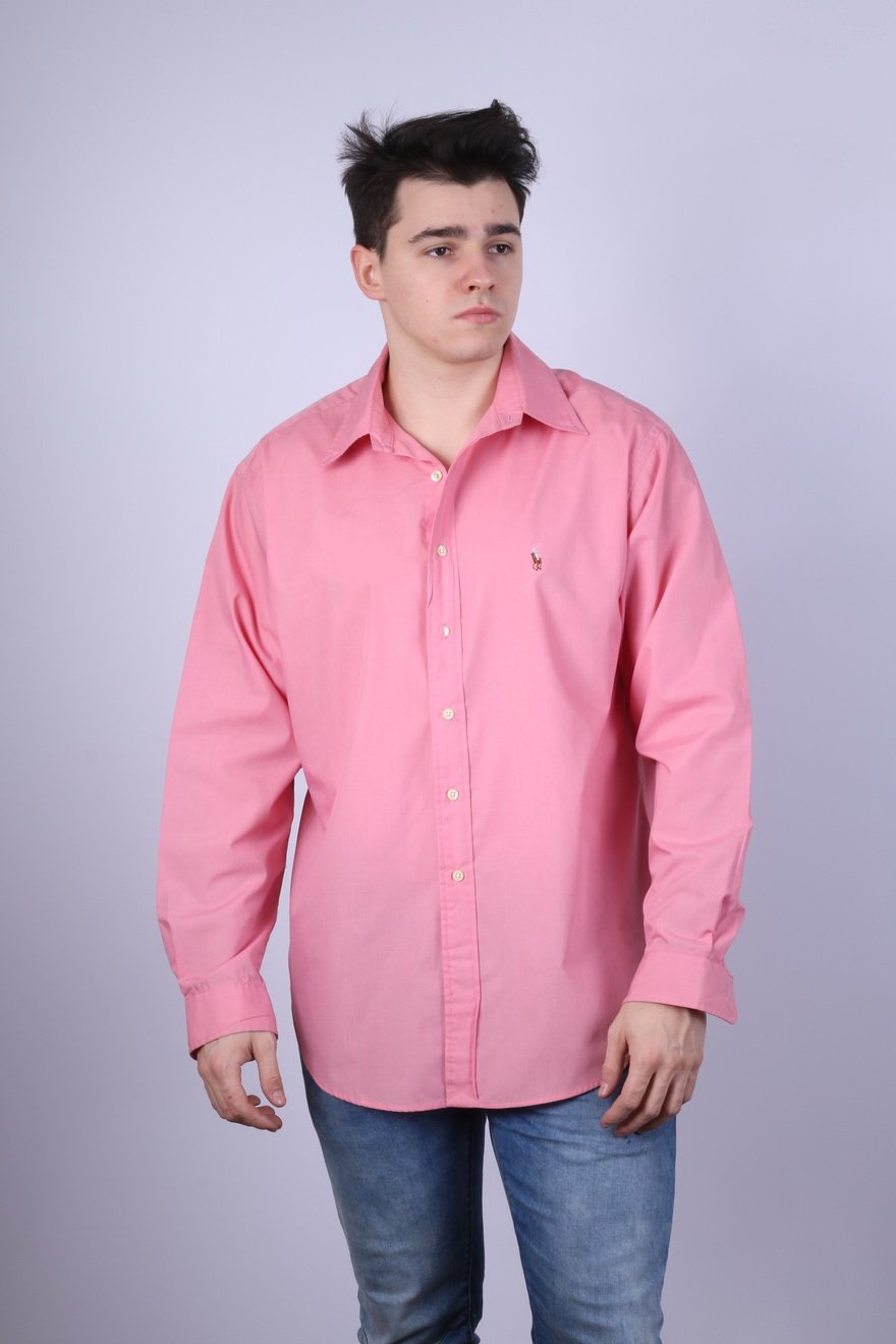 Polo By Ralph Lauren Men 16.5 XL Casual Shirt Pink Cotton Yarmouth Long Sleeve Top