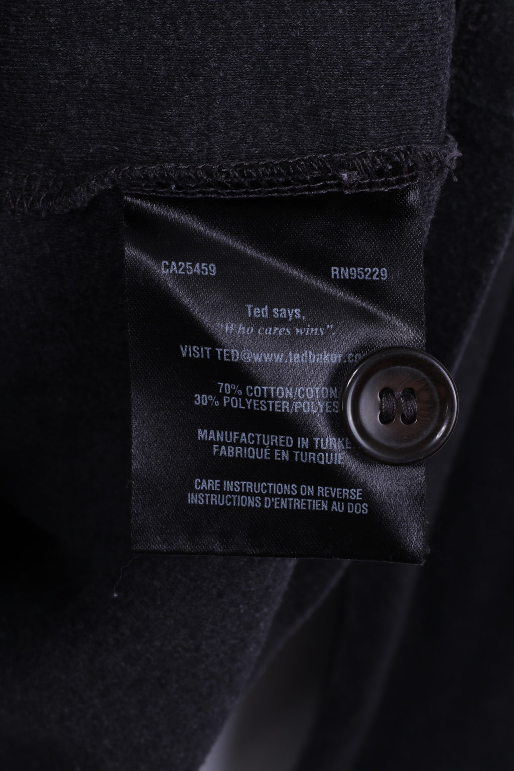 Ted Baker Pull London 4 M Homme Gris Foncé Patch Coton Col Montant 