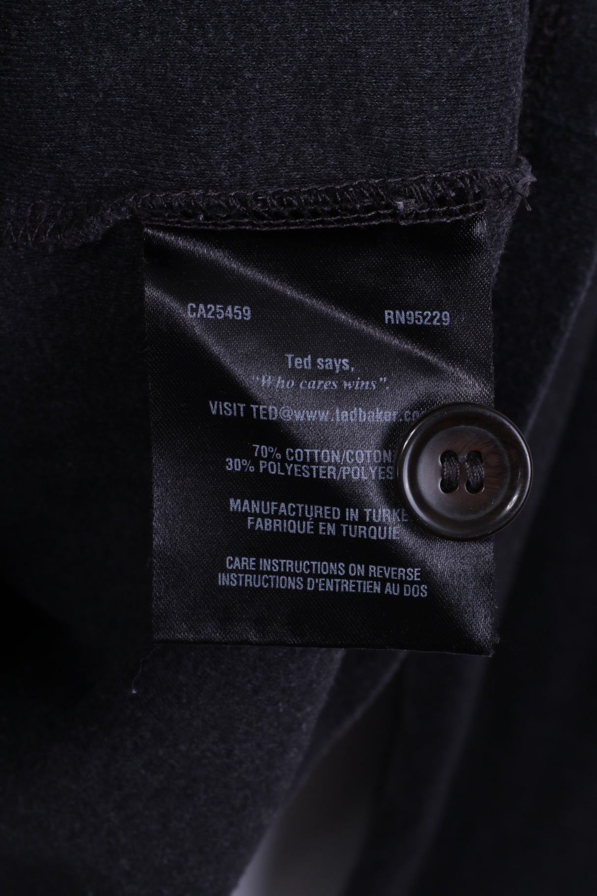 Ted Baker Pull London 4 M Homme Gris Foncé Patch Coton Col Montant 