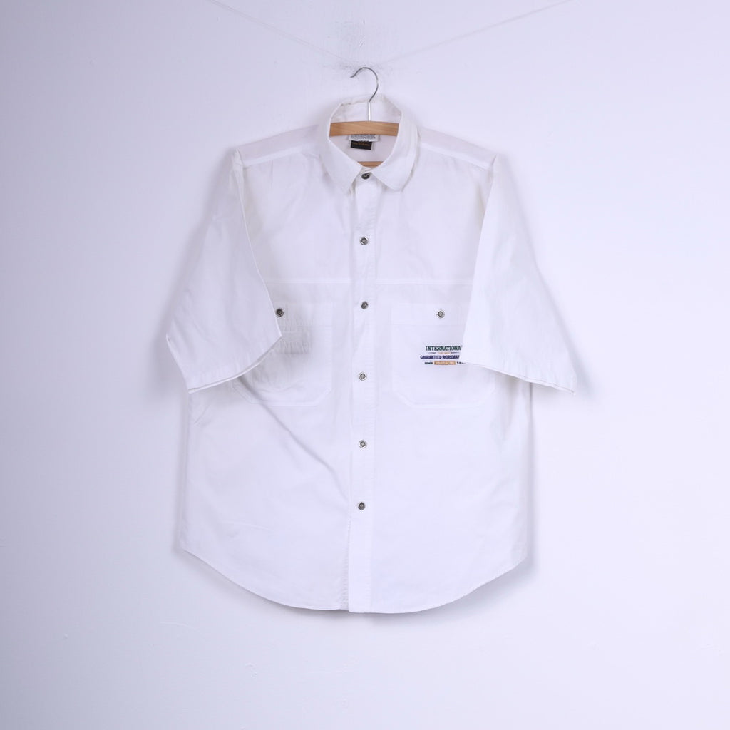 Jordache Jeanswear Mens S Casual Shirt White Short Sleeve Top Vintage