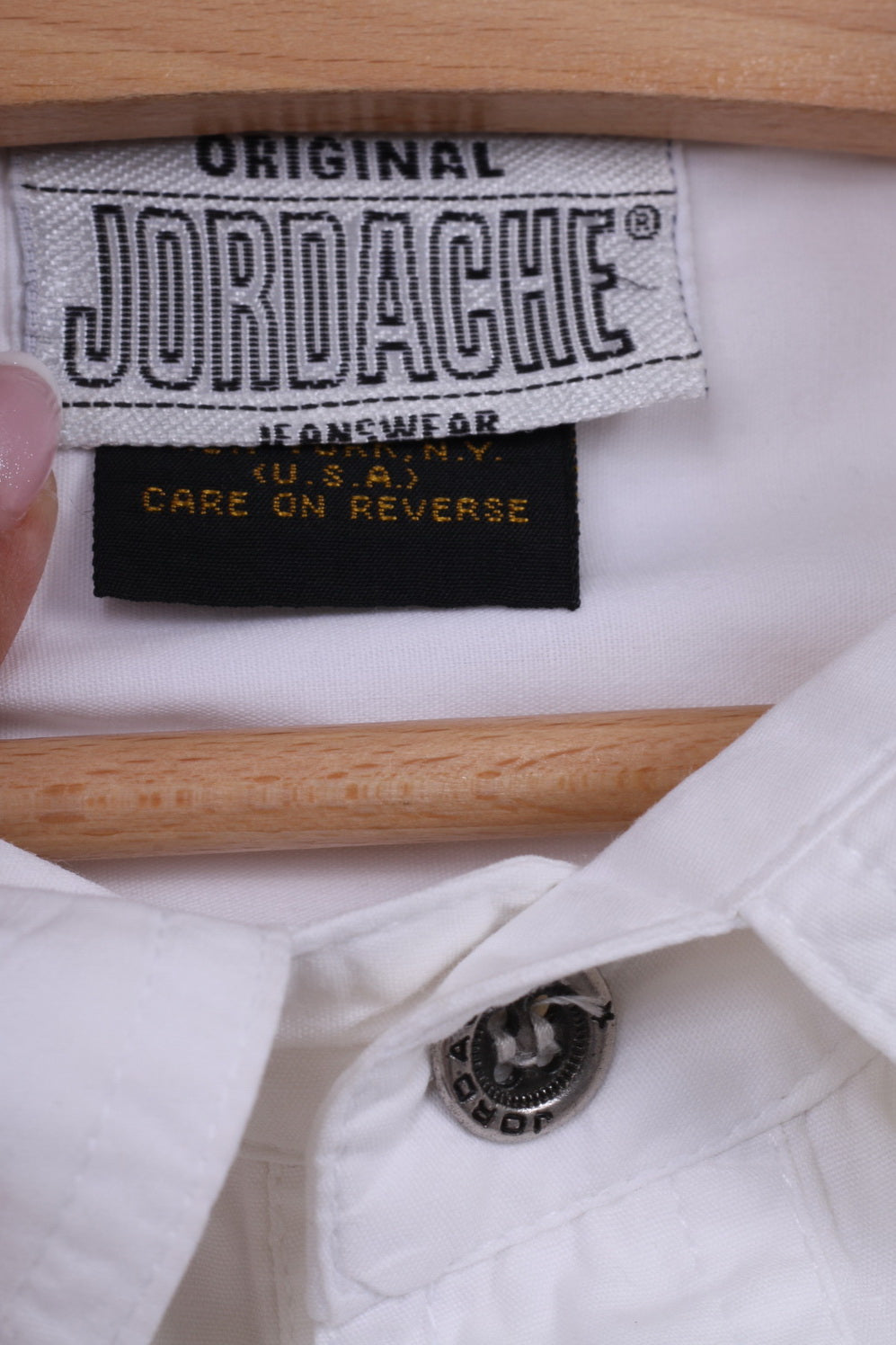 Jordache Jeanswear Mens S Casual Shirt White Short Sleeve Top Vintage