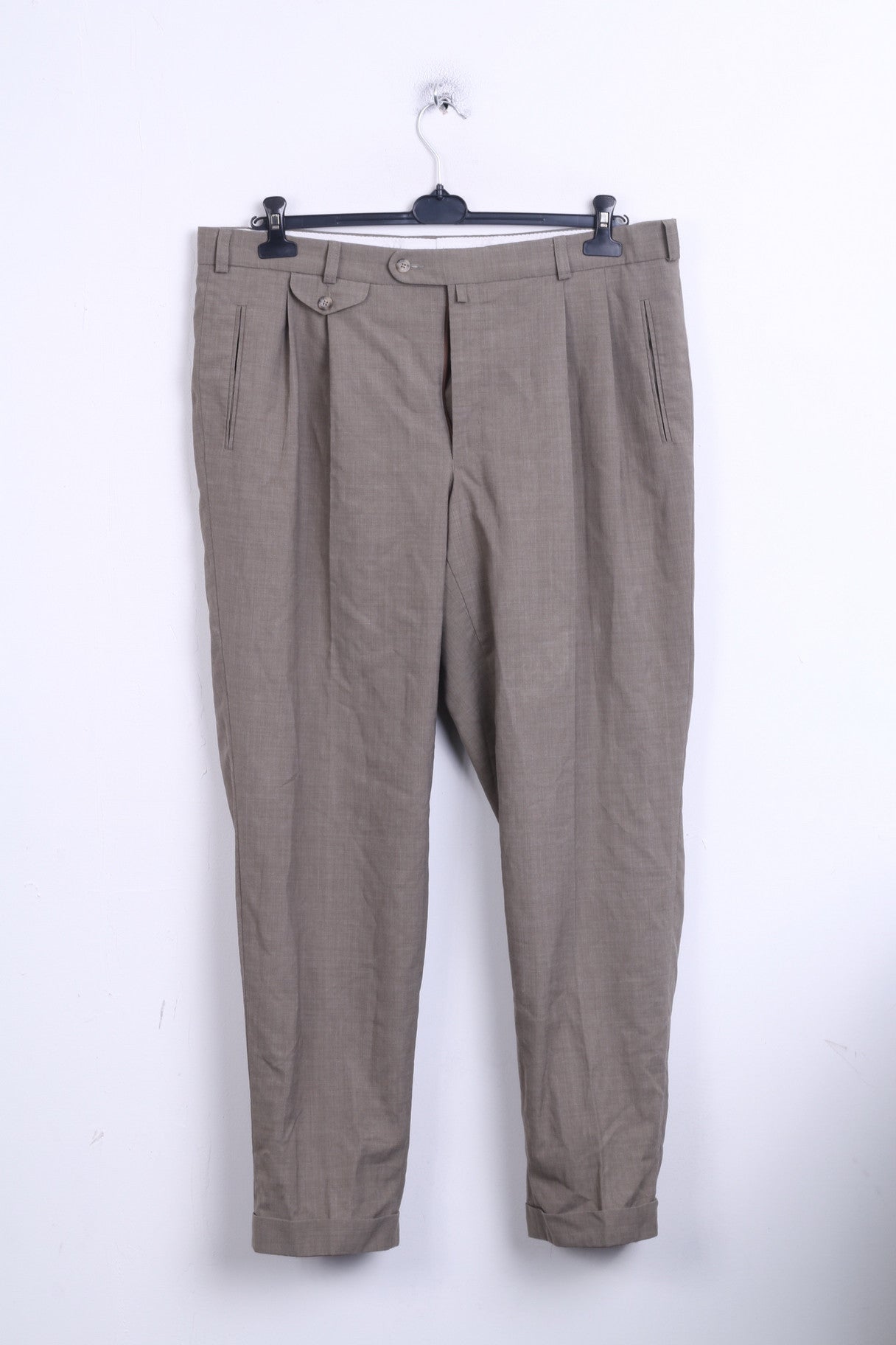 Sunde Mens XL Elegant Trousers Suit Pants Brown Wool - RetrospectClothes