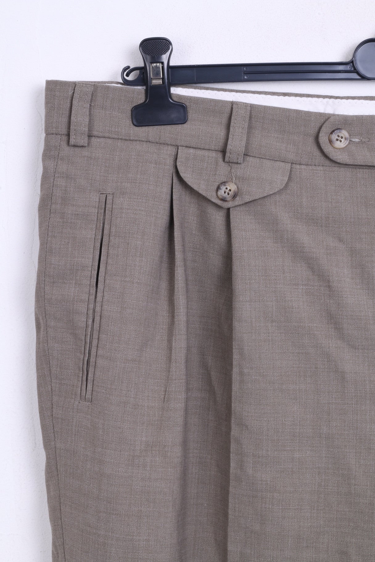 Sunde Mens XL Elegant Trousers Suit Pants Brown Wool - RetrospectClothes