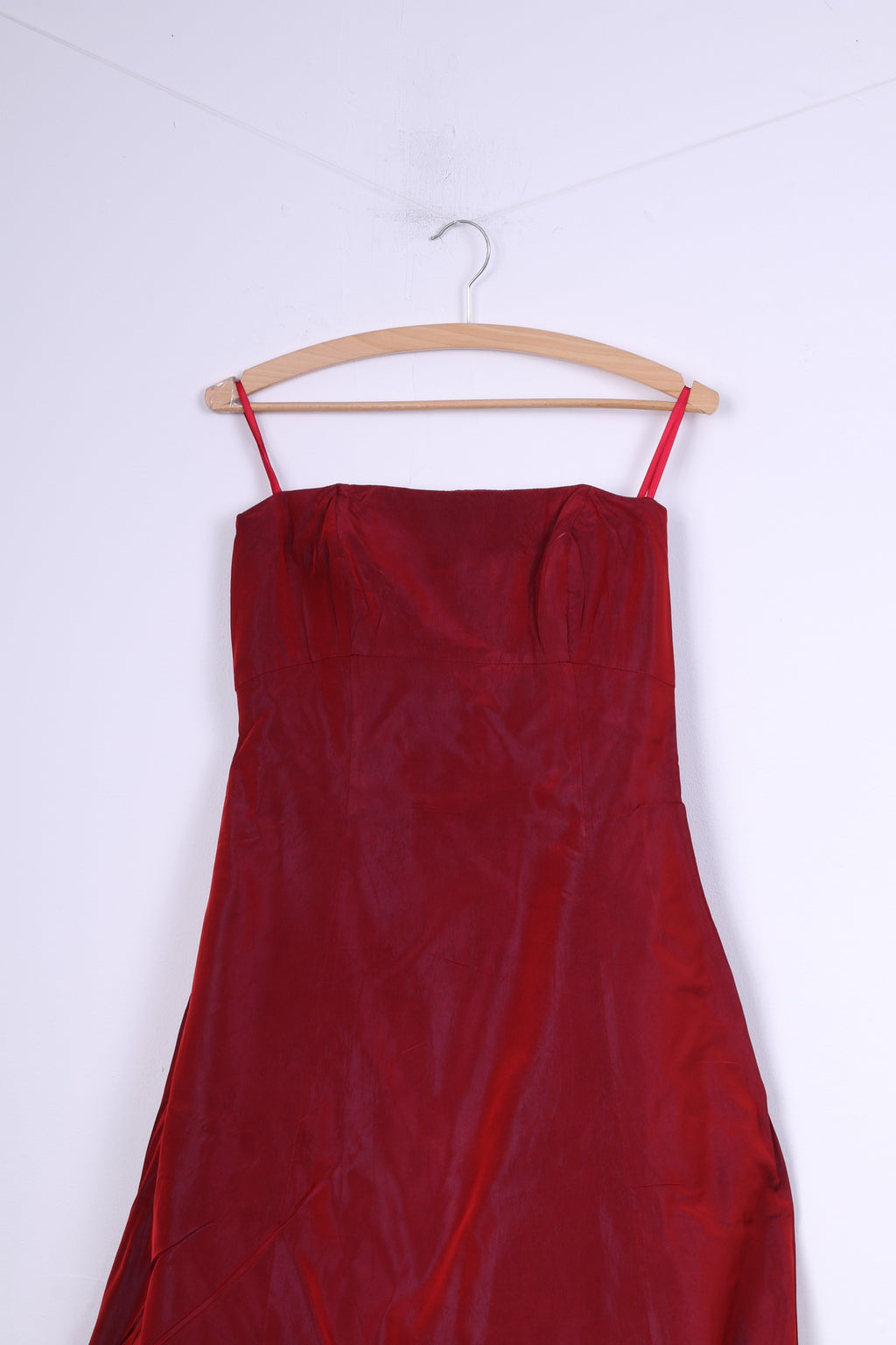 Debenhams Debut Womens 10 Dress Red Shiny Party Bandeau Netting Ball Gown