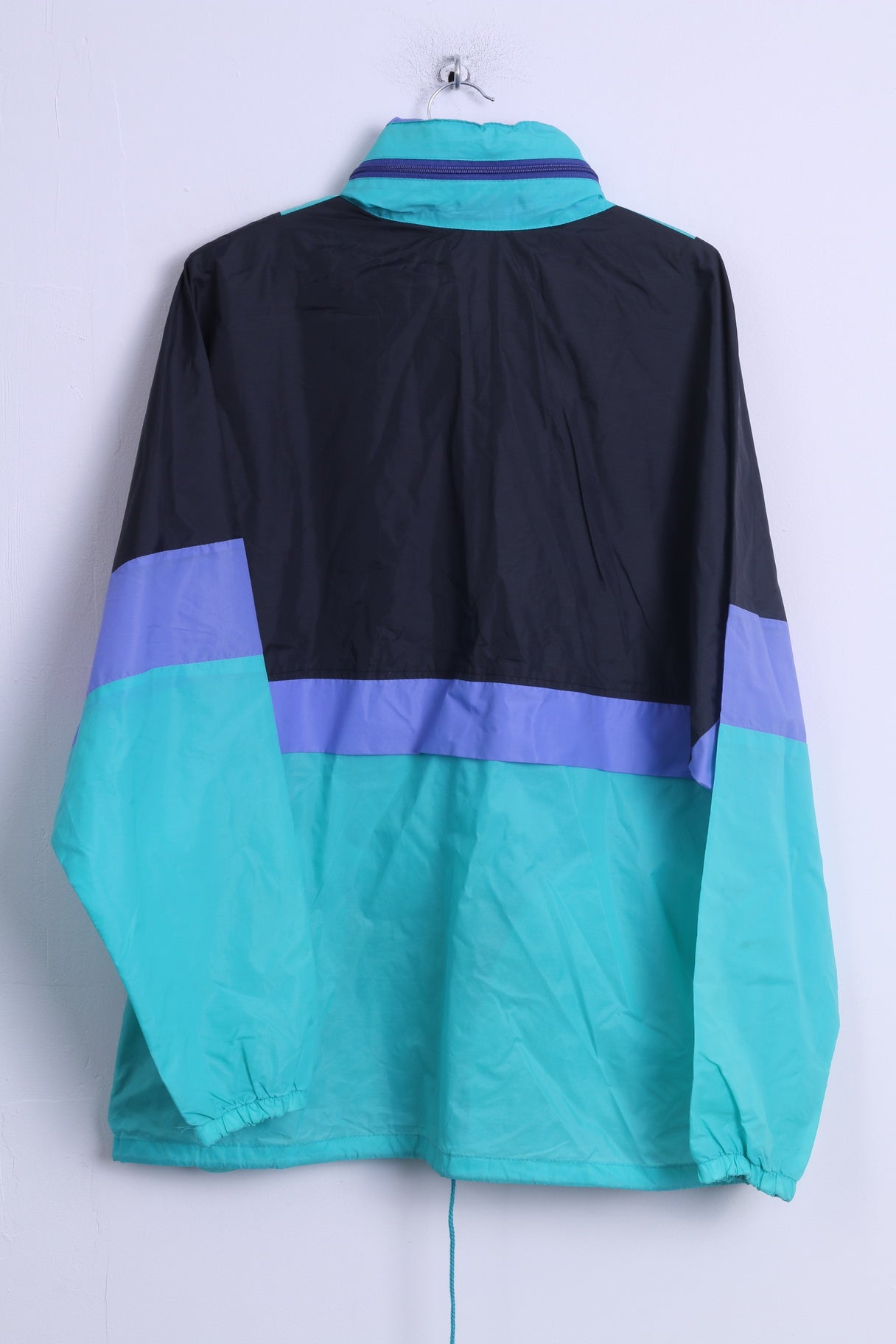 Unkown Mens 50/52 M Jacket Light Green Nylon Hidden Hood Zip Up Rain Top