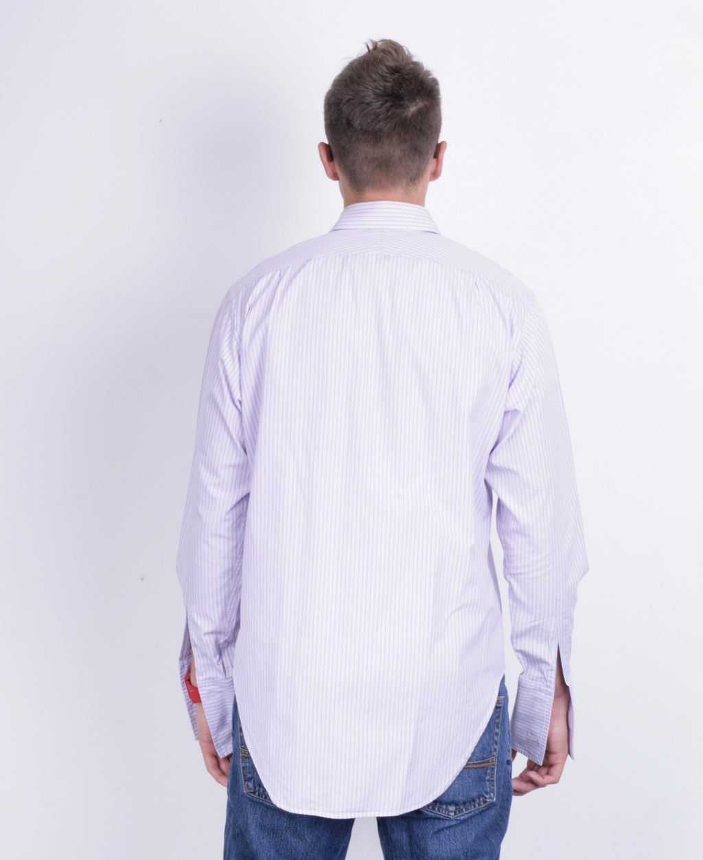 T.M. Lewin Mens 16 / 35 XL Striped Regular Fit Purple Cotton - RetrospectClothes